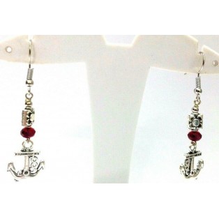 Silver Oxidized Earring Hook Dangle Drop Long Fashion Novelty Gift ANCHOR 1